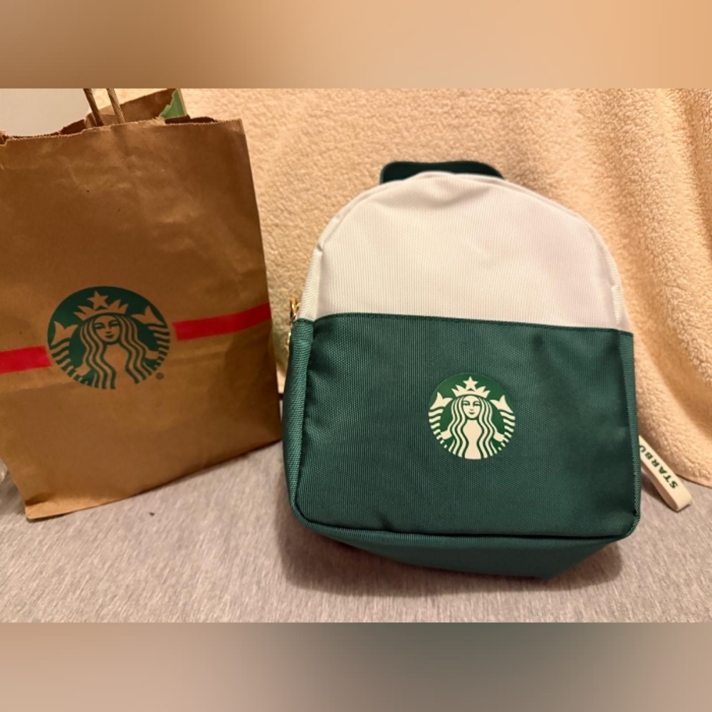 Starbucks Green and White Mini Backpack